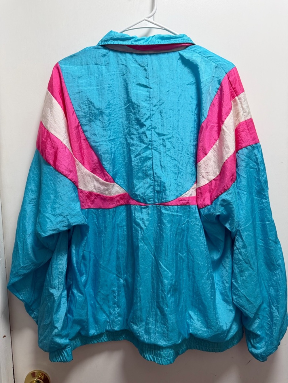 VTG USA Olympic JcPenney Nylon Windbreaker Jacket Sz L Blue Pink White Retro - Picture 5 of 11